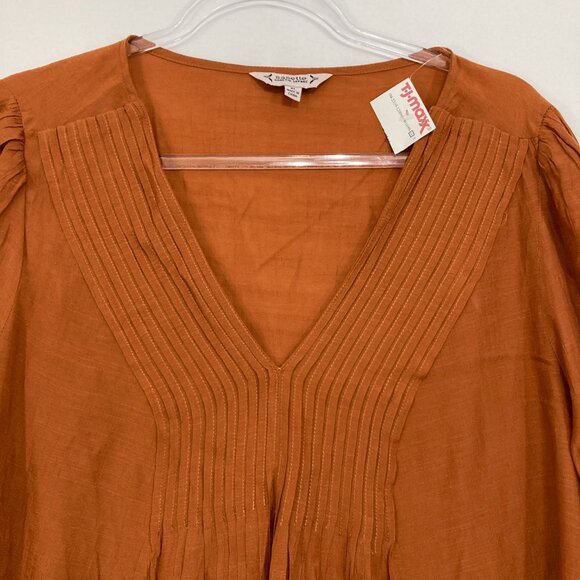 Nanette Lepore Terracotta Pleated Blouse - Picture 3 of 10